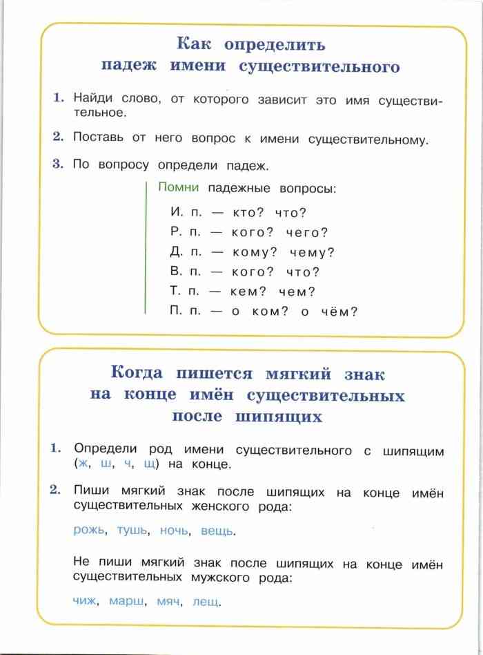 Тест по русскому языку падеж имен существительных 3 класс